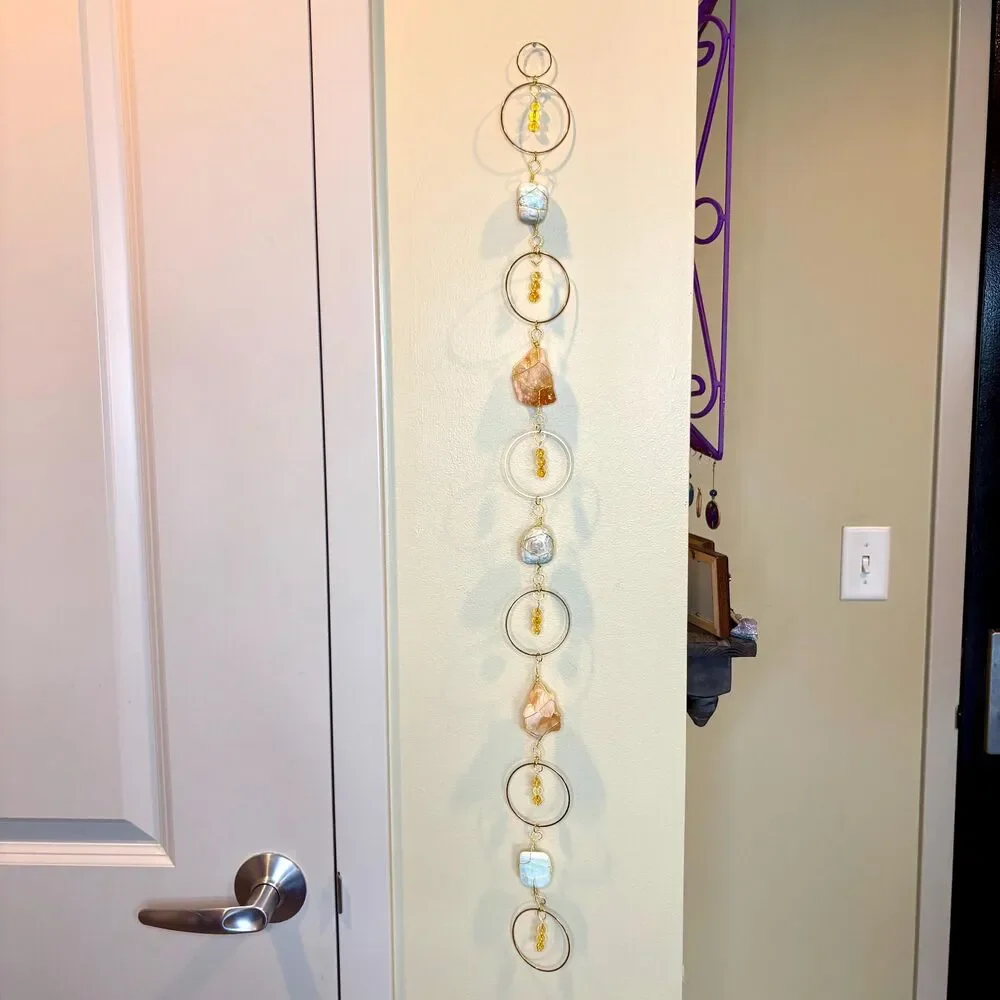 Caribbean Calcite Citrine Wall Hanging | Raw Citrine Crystal | Citrine Beads
